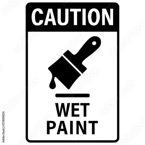 Caution wet paint icon with transparent background — representing safety warning, slippery or wet surface, or workplace hazard.
