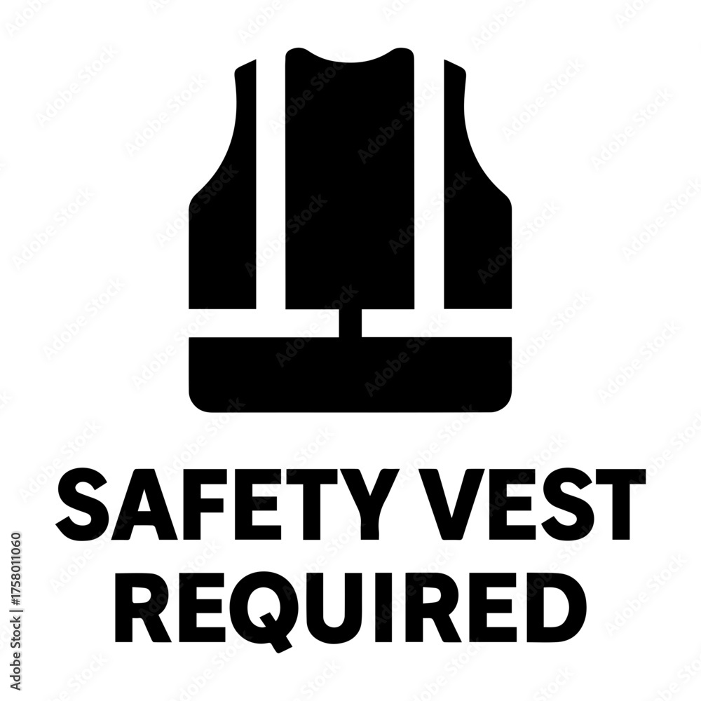Naklejka premium Safety vest required icon with transparent background — representing high-visibility clothing, workplace safety, or personal protective equipment. 