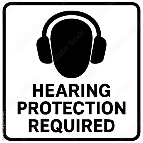 Hearing protection required icon with transparent background — representing ear protection, workplace safety, or noise hazard compliance.
