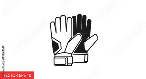Black and White Soccer Goalkeeper Gloves Illustration.