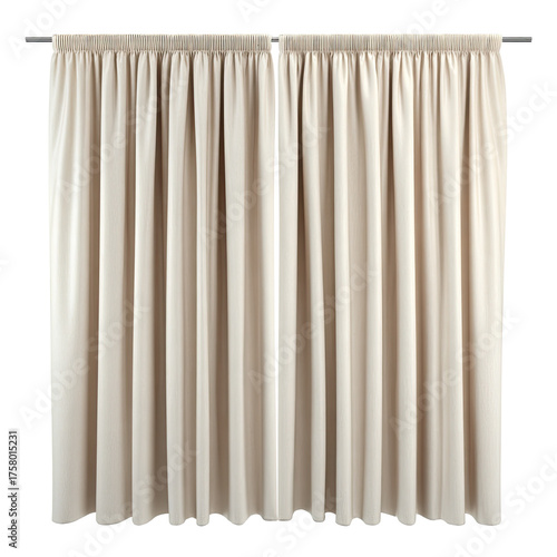 Pair of beige window drapes