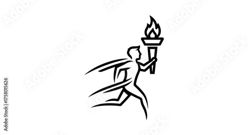 Stylized Runner with Torch Symbolizing Progress and Achievement.