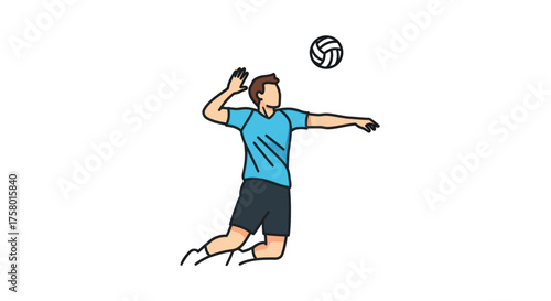 Volleyball Player Serving Ball with Arm Extended Ready to Strike.