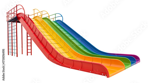 Vibrant Rainbow Water Slide Park Attraction  MultiLane Aquatic Fun