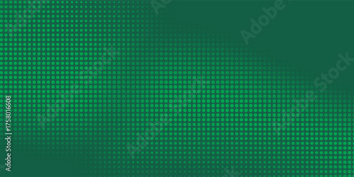 Abstract rouded green halftone on dark green background