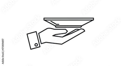 Simple Outline Illustration of a Hand Holding a Plate.