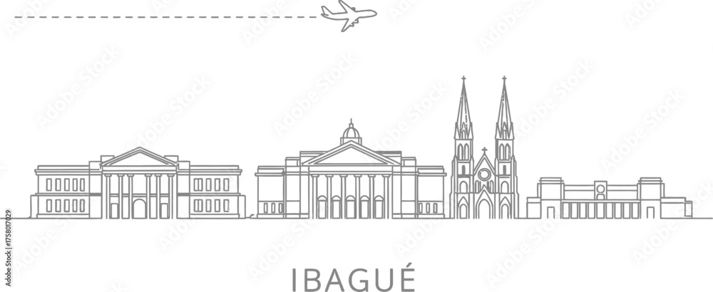 Fototapeta premium Ibagué Colombia Skyline with Airplane