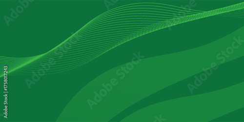 Abstract green line with wavy shapes background
