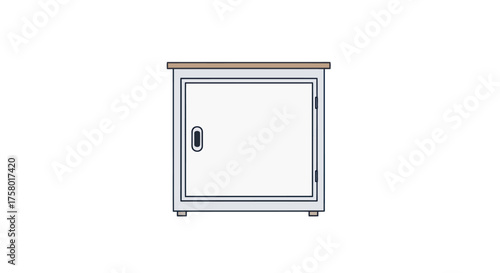 Simple white cabinet with a single door and handle.
