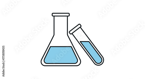 Vector Illustration of Laboratory Flask and Test Tube.