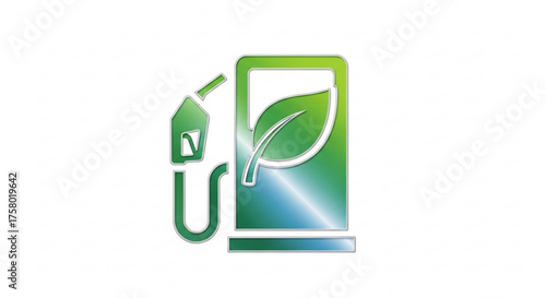 Green fuel pump with leaf for ecofriendly energy