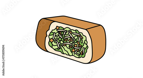 Deliciously Stuffed Bread Roll with Fresh Green Filling.