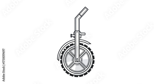 Stylized Line Art of a Single-Wheeled Bicycle Front End.