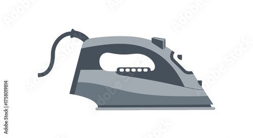 Gray Electric Iron with Cord Household Appliance for Pressing Clothes.