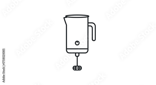 Simple line art icon of an electric milk frother with a handle and whisk attachment.