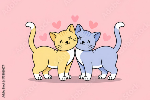 3d rendered illustration of two cats in love