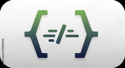 Stylized representation of code brackets with a slash