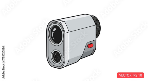 Illustrated Gray and Black Rangefinder for Distance Measurement.