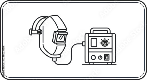 Welding Equipment Line Art: Mask and Machine.
