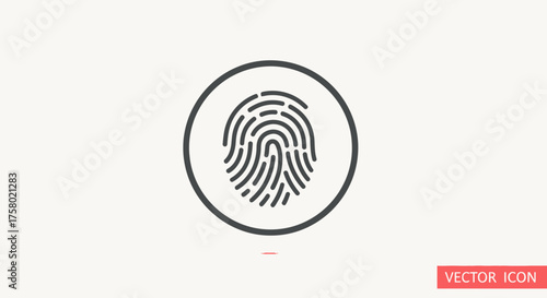 Simple Circular Fingerprint Icon for Identification and Security.