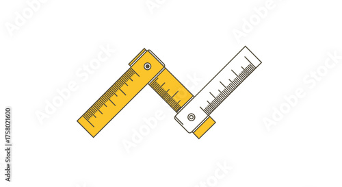 Foldable Yellow and White Ruler with Measurement Markings.