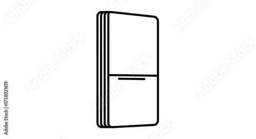 Minimalist Refrigerator Outline Illustration with Two Doors and Handle.