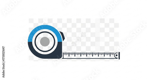 Blue and black measuring tape with a