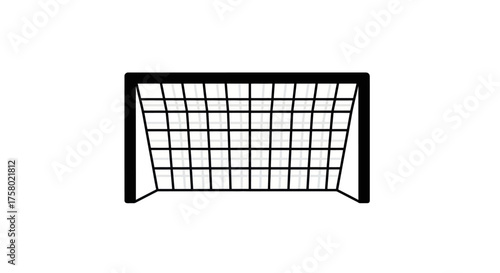 Black and White Soccer Goal Net Illustration.