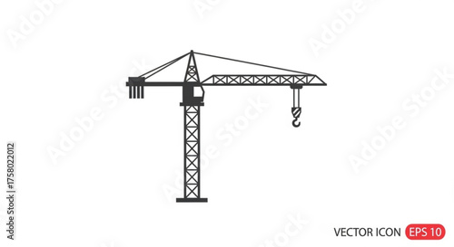 Silhouette of a construction crane, vector icon