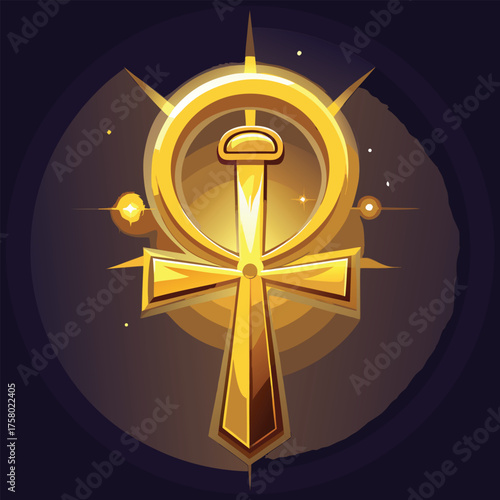 golden ankh cross glowing with mystic energy.eps