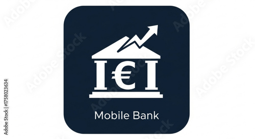 Mobile bank app icon featuring a bank building
