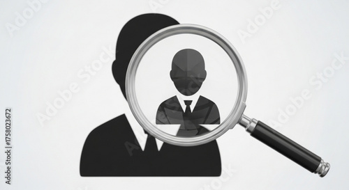 Silhouette of a person under a magnifying glass