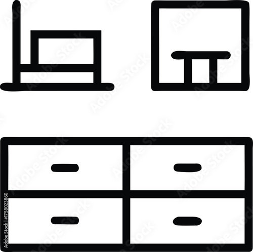 home organization icons  tidy drawer  minimalist s.eps