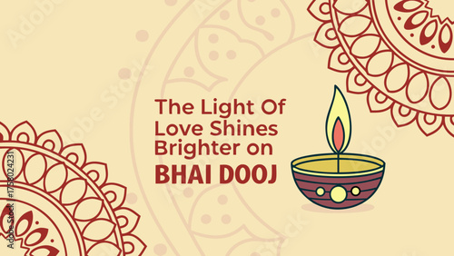 Celebrate the Festival of Bhai Dooj with Decorative Diya, a Symbol of Love and Protection for Brothers and Sisters, Perfect for Greetings and Festivities