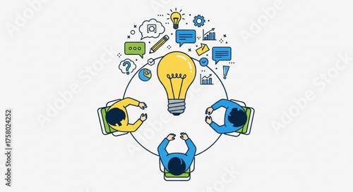 Brainstorming session with light bulb for ideas