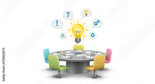 Brainstorming session around a table with ideas