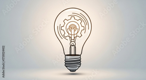 Light bulb with gear inside representing innovation and technological solution