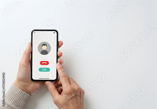 Wallpaper Mural [Generative AI] 스마트폰으로 걸려온 전화를 받는노인의 손 Torontodigital.ca