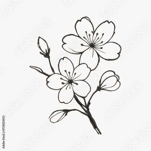 Wallpaper Mural Delicate floral line art illustration. Torontodigital.ca