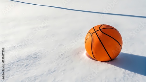 Orange Basketball on White Snow: Winter Sports Play Ball Outdoors