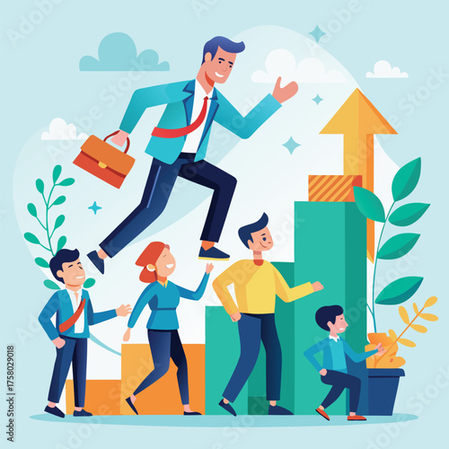 manager helping employees grow career path.eps