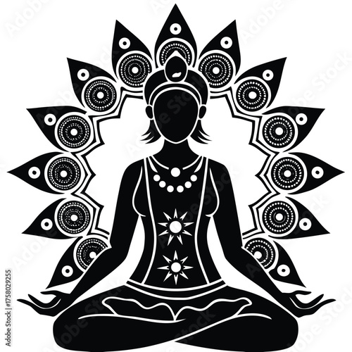 meditation pose silhouette with chakra symbols (1).eps
