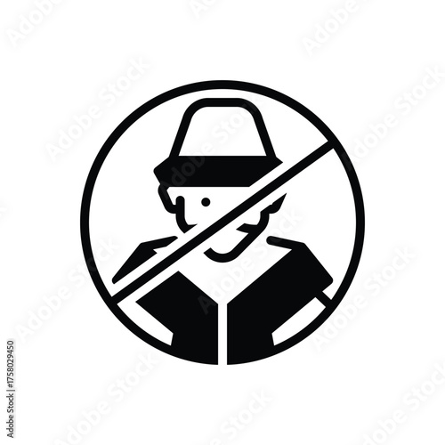 Black solid icon for crime prevention