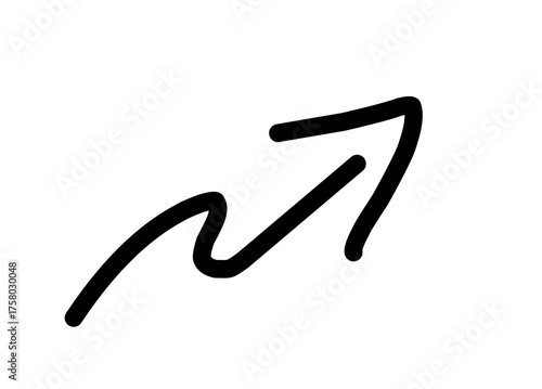 A simple, hand-drawn vector illustration of an arrow pointing upwards. The style is deliberately rough, giving it a quick, casual, and authentic handwritten or doodle aesthetic