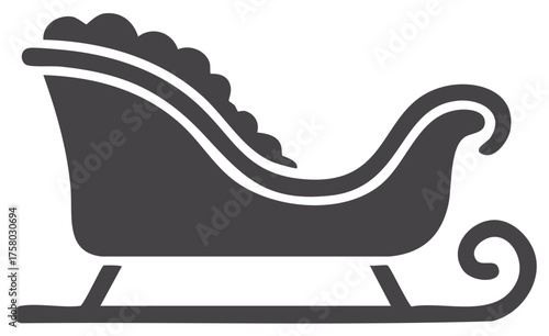 Silhouette of Festive Sleigh for Christmas, Holiday Icon Vector Illustration, Winter Celebration