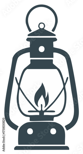 Vintage Style Kerosene Lantern with Flame Illustration