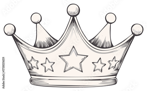 Vintage royal crown illustration with stars