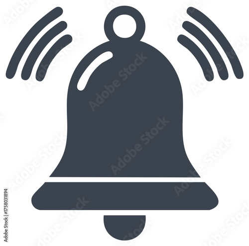 Alert notification bell symbol ringing sound waves isolated simple illustration