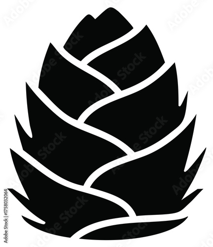 Minimalist Black Pine Cone Silhouette Icon Nature Forest Woodland Symbol