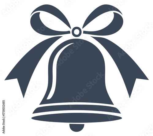 Classic Christmas bell icon with decorative bow Holiday celebration symbol or notification graphic